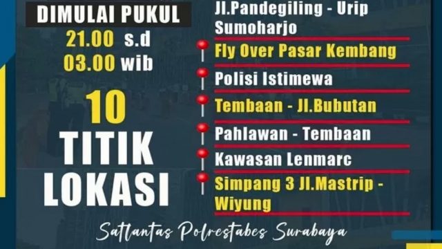 10 Titik Jalan di Surabaya Alami Rekayasa Lalu Lintas Jelang Malam Tahun Baru